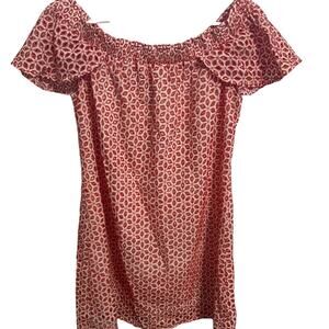 Ellison Eyelet Red White Mini Dress Size Large Cap Sleeve Summer Dress Cotton